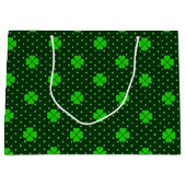 NEON GREEN IRISH CELTIC KLEEBLATTS & POLKA DOTS GROßE GESCHENKTÜTE (Vorderseite)