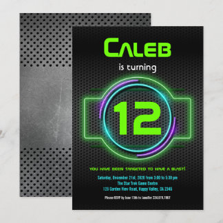 Neon Green Laser Tag Geburtstagsparty Boy Einladung
