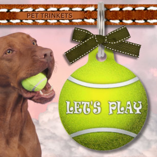 Neon Green Lass uns Tennisball spielen Haustiermarke