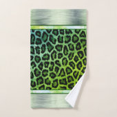 Neon Green Leopard Print Badhandtuch Set (Handtuch)