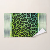 Neon Green Leopard Print Badhandtuch Set (Handtuch)