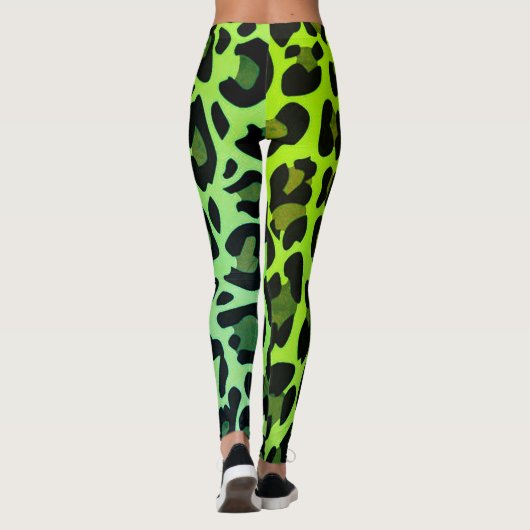 Neon Green Leopard Print Leggings (Rückseite)