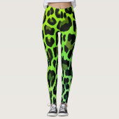 Neon Green Leopard Print Leggings (Vorderseite)