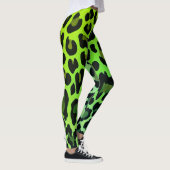 Neon Green Leopard Print Leggings (Rechts)