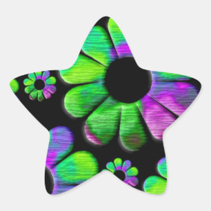 Neon green lila Blue Disy Stern-Aufkleber
