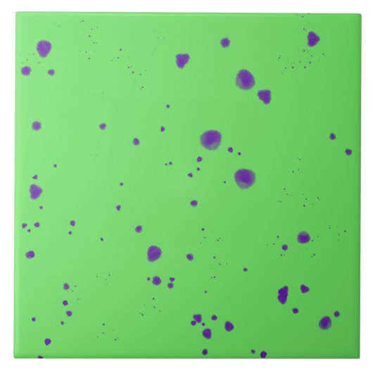 Neon Green Lila Splotches Fliese (Vorderseite)