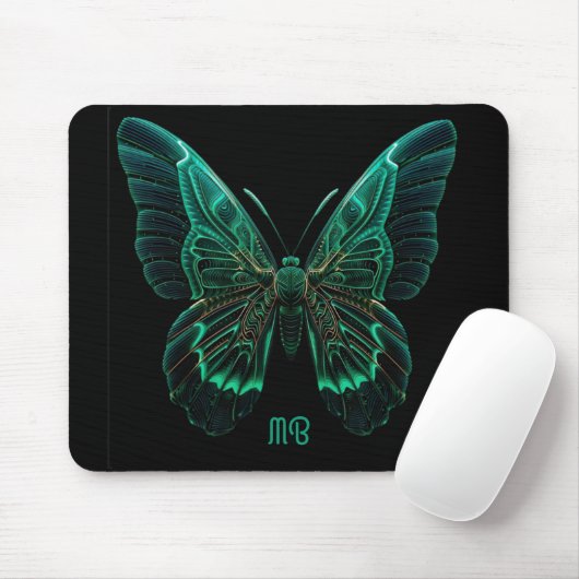 Neon Green Luminescent Butterfly Art Mousepad (Mit Mouse)