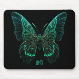 Neon Green Luminescent Butterfly Art Mousepad