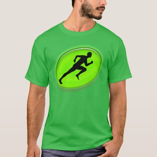Neon Green Man Running Personalrainer Sports gift T-Shirt (Vorderseite)