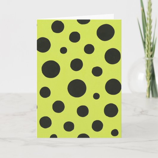 Neon Green mit Black Polka Dots Wasserfarbe Karte (Vorderseite)