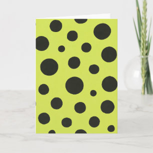 Neon Green mit Black Polka Dots Wasserfarbe Karte