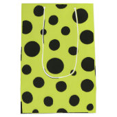 Neon Green mit Black Polka Dots Wasserfarbe Mittlere Geschenktüte (Rückseite)