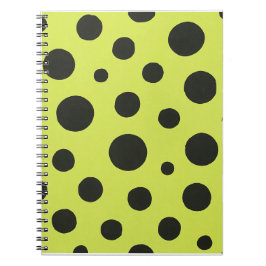 Neon Green mit Black Polka Dots Wasserfarbe Notizblock