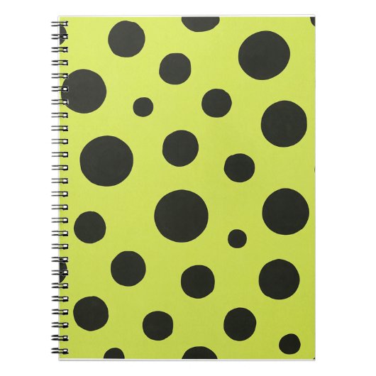 Neon Green mit Black Polka Dots Wasserfarbe Notizblock (Vorderseite)