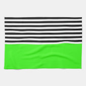 Neon Green mit schwarzen und weißen Streifen Geschirrtuch (Horizontal)