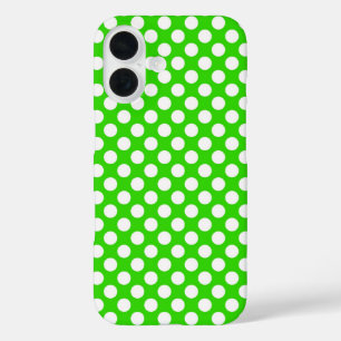 Neon Green mit weißen Polka-Punkten iPhone 16 Hülle