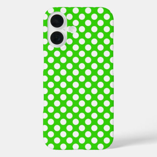 Neon Green mit weißen Polka-Punkten Case-Mate iPhone Hülle (Rückseite)