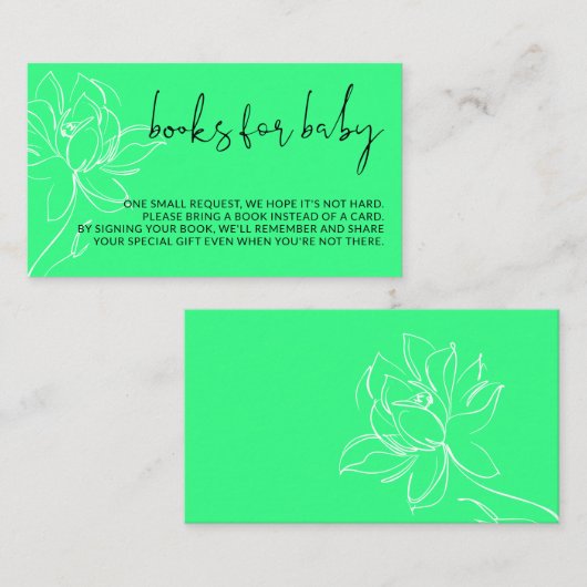 Neon Green Moderne Bücher verlangen einfache Babyd Begleitkarte (Vorne/Hinten)