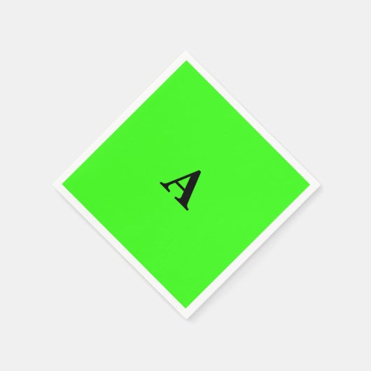 Neon Green Monogram Erstweiss Weiß Custom Modern Serviette (Ecke)