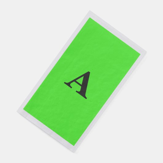 Neon Green Monogram Erstweißes Custom Silver Serviette (Ecke)