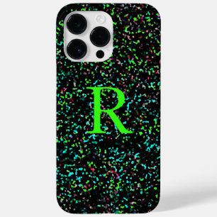 Neon Green Monogram Glitzer Patterns Custom Case-Mate iPhone 14 Pro Max Hülle