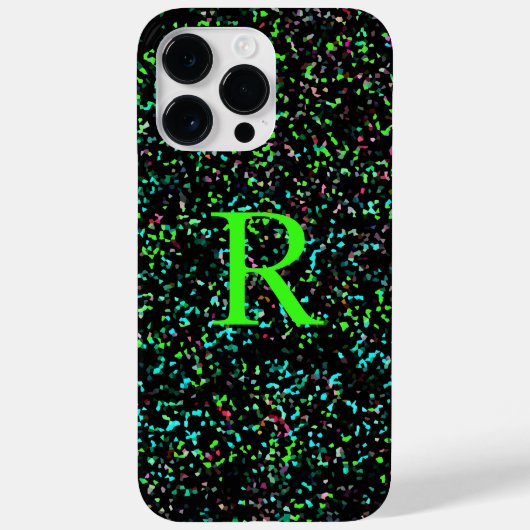 Neon Green Monogram Glitzer Patterns Custom Case-Mate iPhone Hülle (Rückseite)