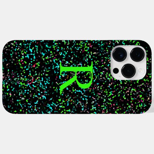 Neon Green Monogram Glitzer Patterns Custom Case-Mate iPhone Hülle (Rückseite (Horizontal))