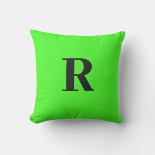 Neon Green Monogram Initial Simple Minimal Modern Kissen