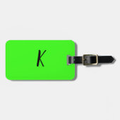 Neon Green Monogram Script Wedding Gift Favor Gepäckanhänger (Vorderseite horizontal)