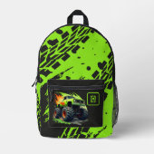 Neon Green Monster Truck Boys Monogram Bedruckter Rucksack (Vorderseite)