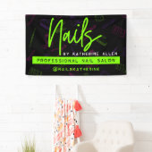 Neon Green Nails Nail Salon Sign Banner (Insitu)