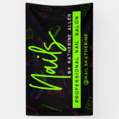 Neon Green Nails Nail Salon Sign Banner (Vertikal)