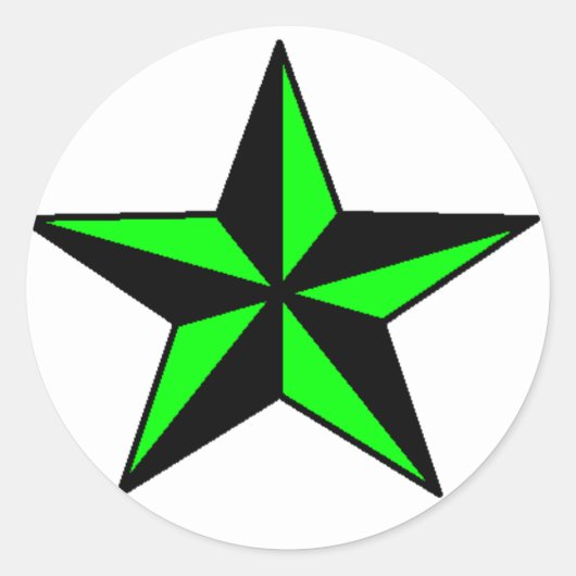Neon Green Nautic Star Sticker Round (Vorderseite)