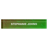 Neon Green Ombre Water Abstrakt Art Monogram Name Namensplakette (Vorderseite)