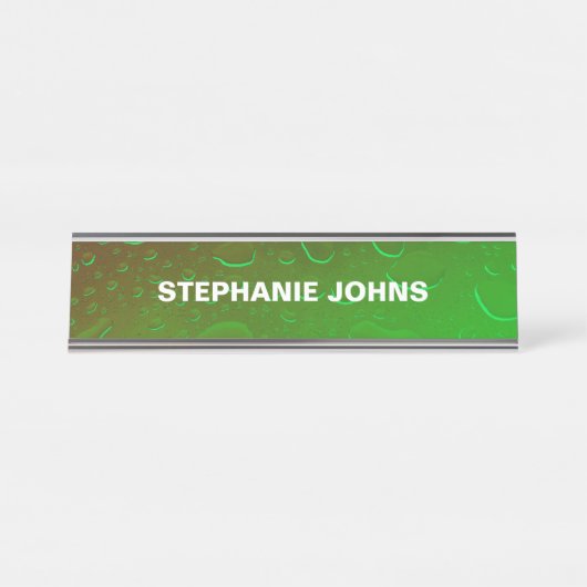Neon Green Ombre Water Abstrakt Art Monogram Niedl Schreibtischnamensplakette (Vorderseite )