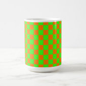 Neon Green Orange Checkerboard Vintag Kaffeetasse (Mittel)