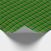Neon Green & Orange Tartan Geschenkpapier (Ecke)