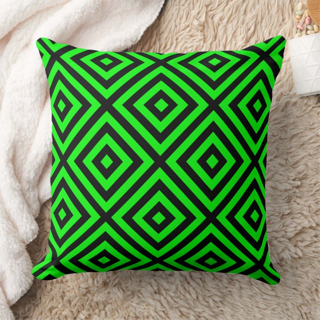 Neon Green Pattern Throw Kissen (Decke)