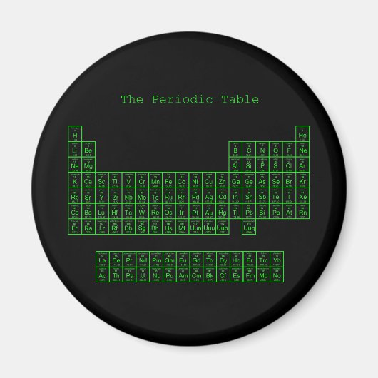 Neon Green Periodic Table Magnet (Vorne)