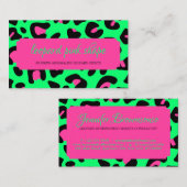 Neon Green Pink Leopard Visitenkarte (Vorne/Hinten)