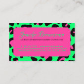Neon Green Pink Leopard Visitenkarte (Rückseite)