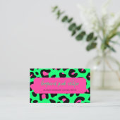Neon Green Pink Leopard Visitenkarte (Stehend Vorderseite)