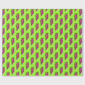 Neon Green & Pink Lightning Bolt Pattern der 90er  Geschenkpapier (Flach)