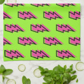 Neon Green & Pink Lightning Bolt Pattern der 90er  Handtuch (Gefaltet)