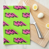 Neon Green & Pink Lightning Bolt Pattern der 90er  Handtuch (Viertel Falte)