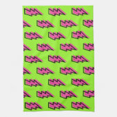 Neon Green & Pink Lightning Bolt Pattern der 90er  Handtuch (Vertikal)