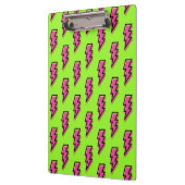 Neon Green & Pink Lightning Bolt Pattern der 90er  Klemmbrett (Links)