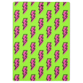 Neon Green & Pink Lightning Bolt Pattern der 90er  Klemmbrett (Rückseite)