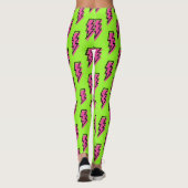 Neon Green & Pink Lightning Bolt Pattern der 90er  Leggings (Rückseite)