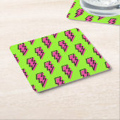 Neon Green & Pink Lightning Bolt Pattern der 90er  Rechteckiger Pappuntersetzer (angewinkelt)